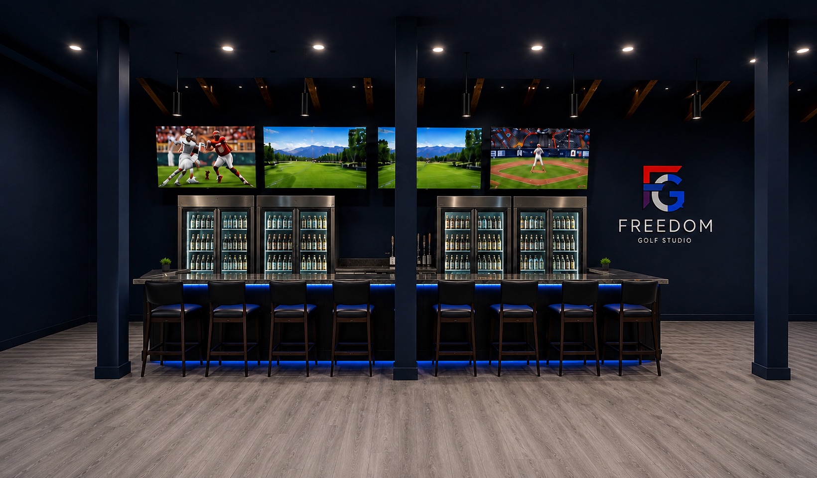 Freedom Golf Studio bar and lounge rendering
